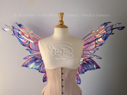 Goblin Princess Convertible Iridescent Painted 'Magenta Sunset' Fairy Wings with Copper Veins
