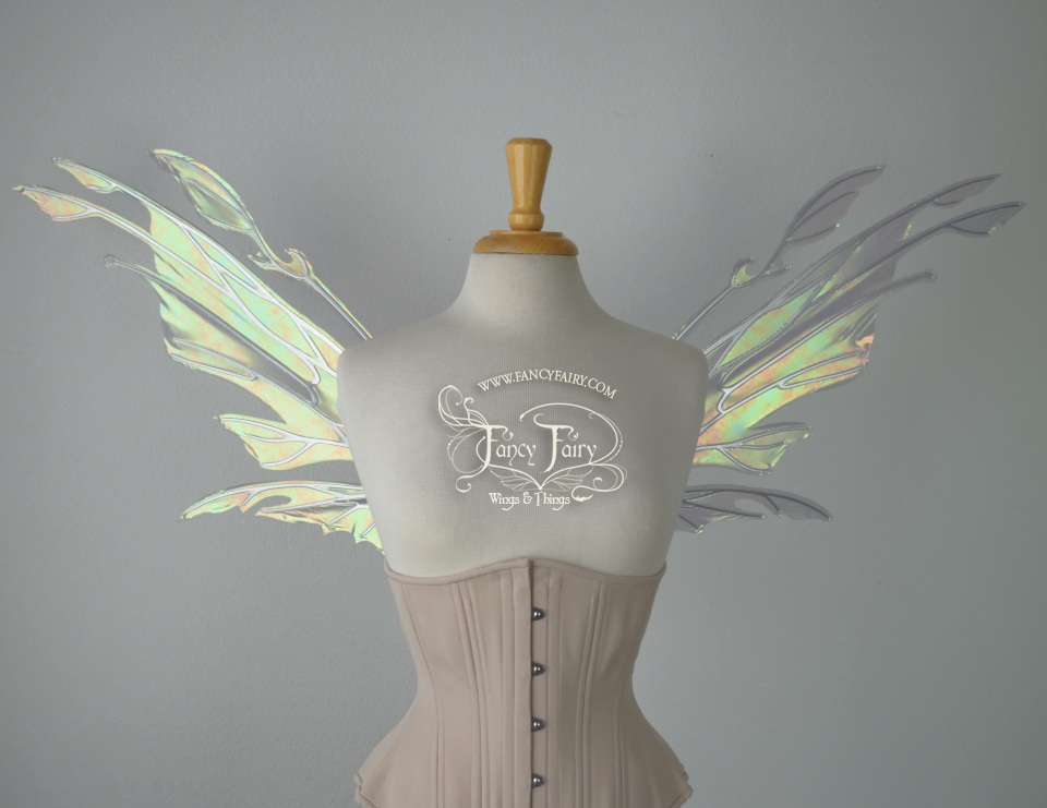 Goblin Iridescent Fairy Wings in Patina Green with Chrome Silver Veins