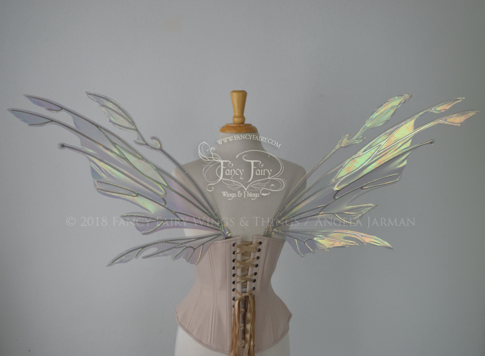 Goblin Iridescent Fairy Wings in Patina Green with Chrome Silver Veins