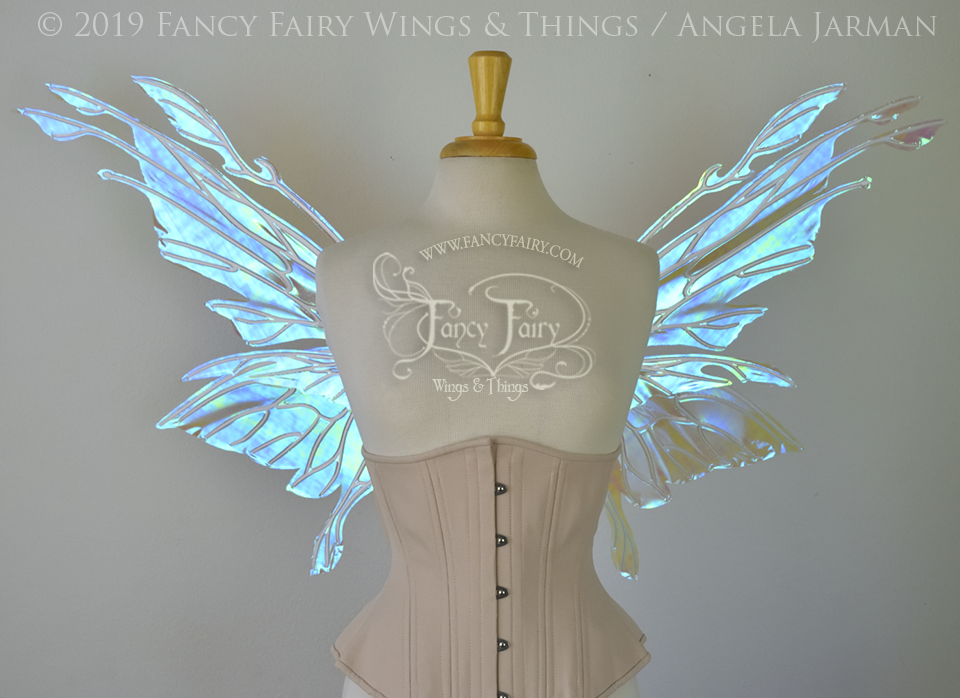 Goblin Princess Convertible Iridescent Fairy Wings in Opal with Pearl Veins