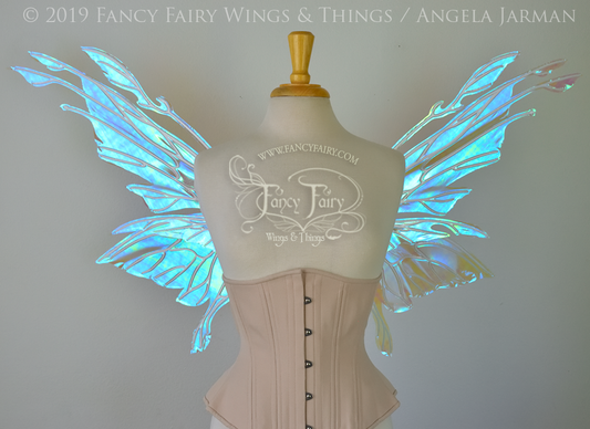 Goblin Princess Convertible Iridescent Fairy Wings in Opal with Pearl Veins