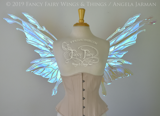 Made to Order Goblin Princess Convertible Iridescent Fairy Wings in Your Film Color with Silver Veins