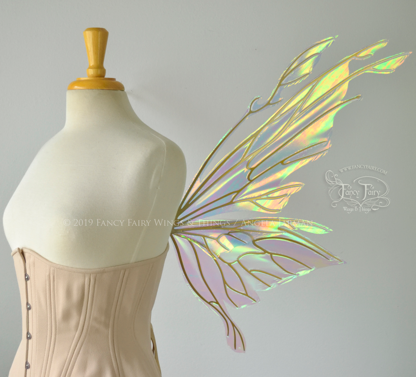 Made to Order Goblin Princess Convertible Iridescent Fairy Wings with Candy Gold Veins