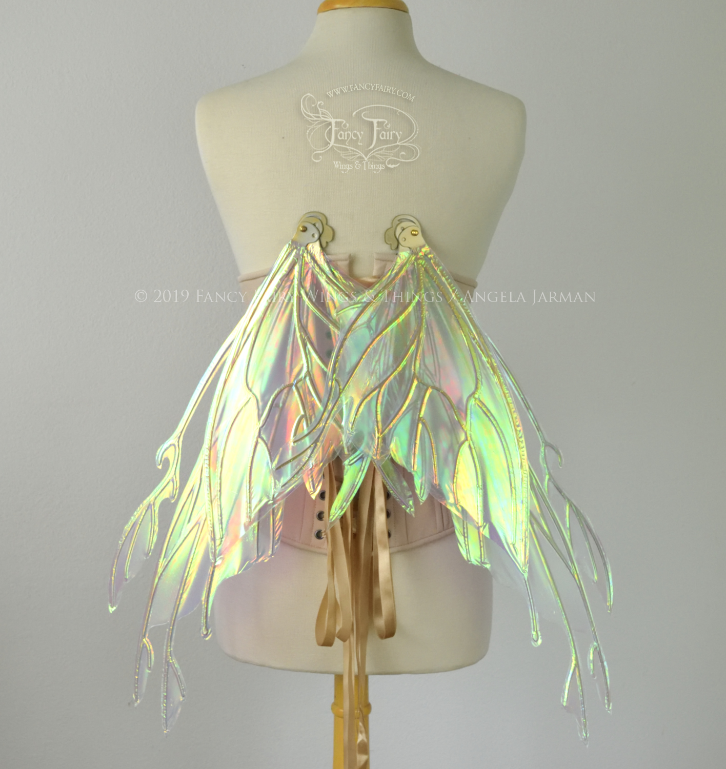 Made to Order Goblin Princess Convertible Iridescent Fairy Wings with Candy Gold Veins