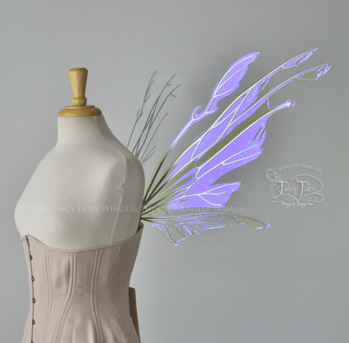 Goblin Iridescent Fairy Wings in Ultraviolet with Chrome Silver Veins