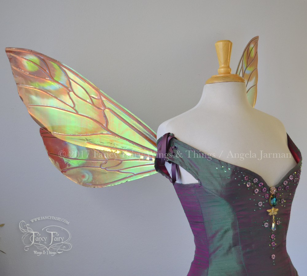 Ellette Painted Iridescent Fairy Wings in Earth Tones with Copper Veins
