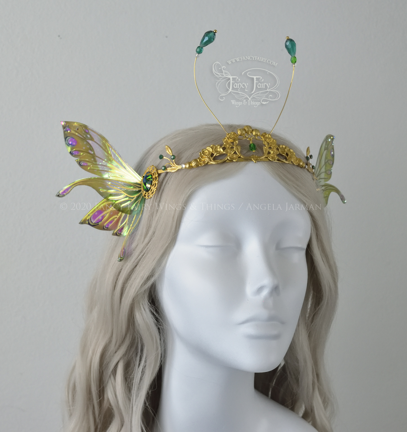'Salome' Green Fairy Tiara in Brass