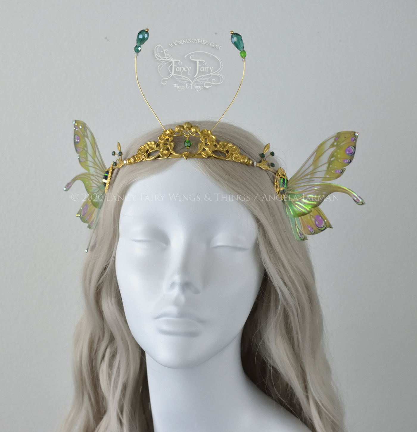 'Salome' Green Fairy Tiara in Brass