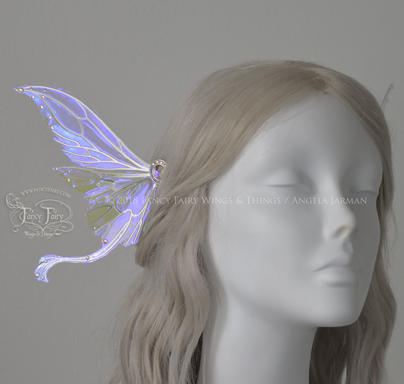 Guinevere 5 inch Fairy Wings Hair Pins in Iridescent Ultraviolet with Silver Veins