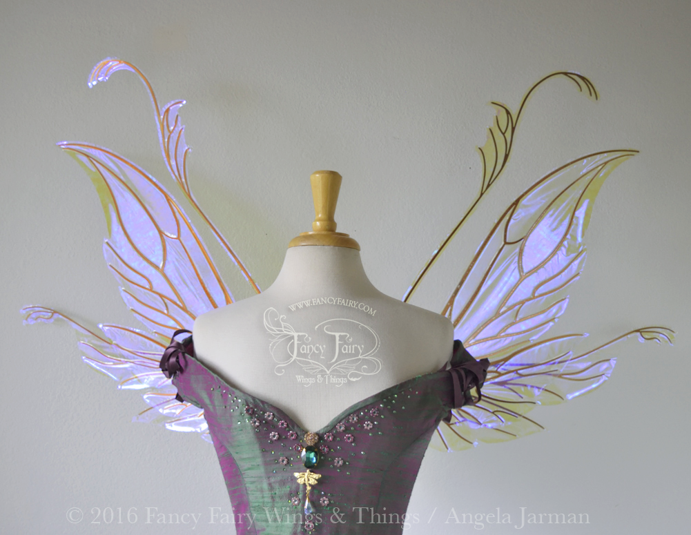 Guinevere / Vivienne Hybrid Iridescent Fairy Wings in Ultraviolet with Copper veins