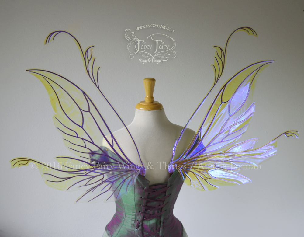 Guinevere / Vivienne Hybrid Iridescent Fairy Wings in Ultraviolet with Copper veins