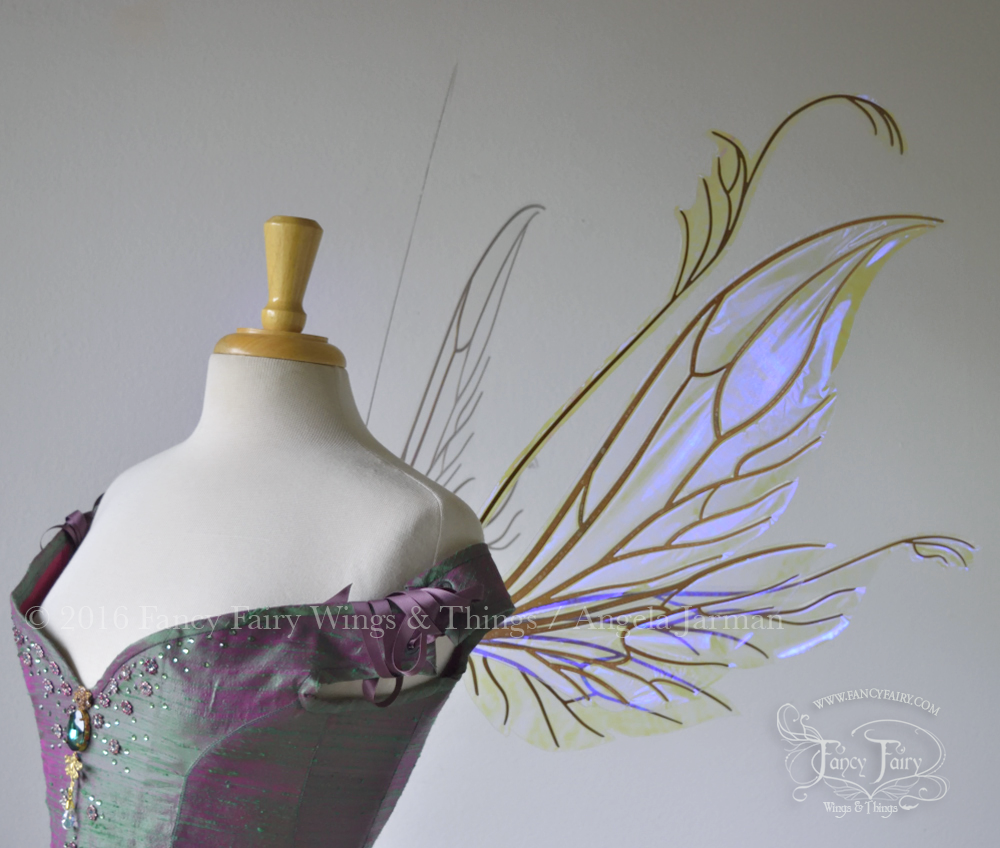 Guinevere / Vivienne Hybrid Iridescent Fairy Wings in Ultraviolet with Copper veins