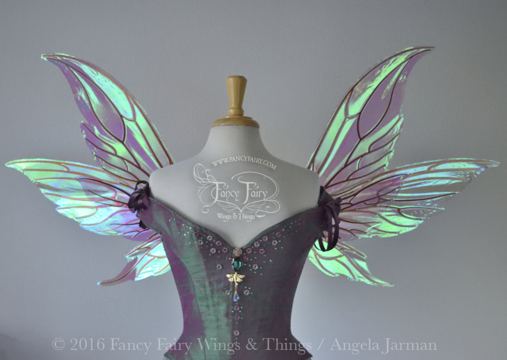 Guinevere / Aynia Hybrid Iridescent Fairy Wings in Rose Gold with Copper veins