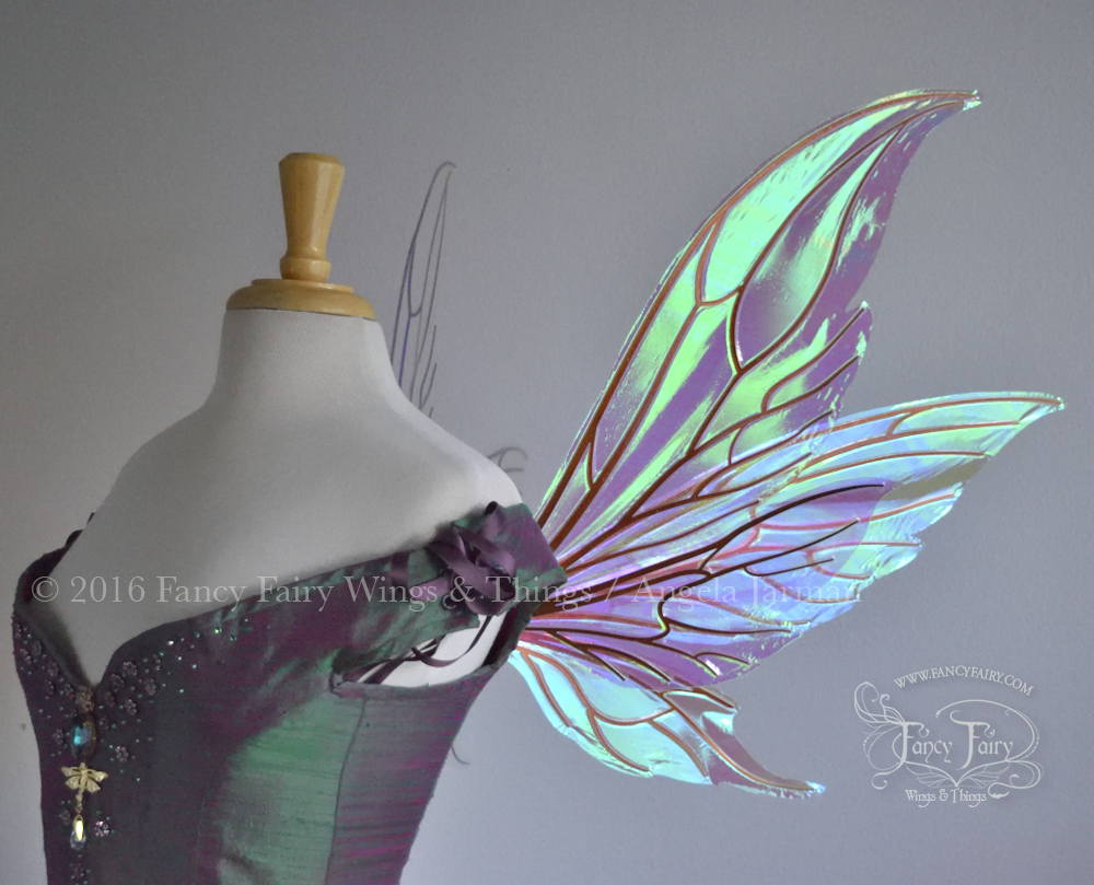 Guinevere / Aynia Hybrid Iridescent Fairy Wings in Rose Gold with Copper veins