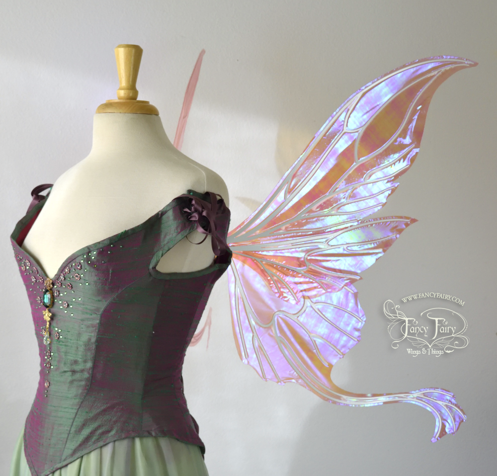 Guinevere Iridescent Fairy Wings in Berry with Pearl veins