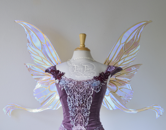 Guinevere Iridescent Fairy Wings in Lilac with Gold veins