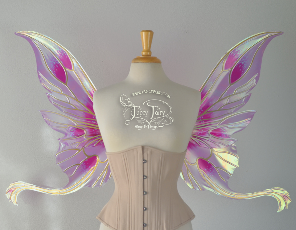 Guinevere Iridescent Fairy Wings in Pink Queen Alexandra Poppy