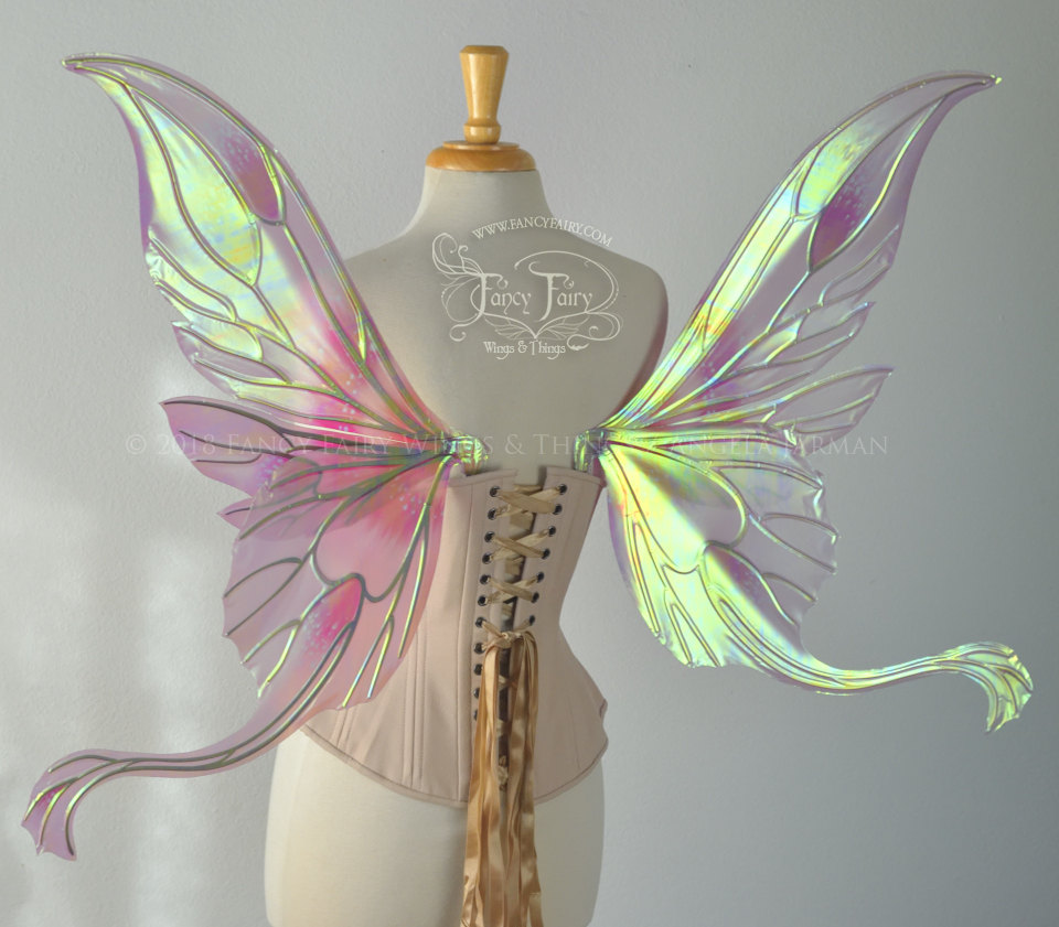 Guinevere Iridescent Fairy Wings in Pink Queen Alexandra Poppy