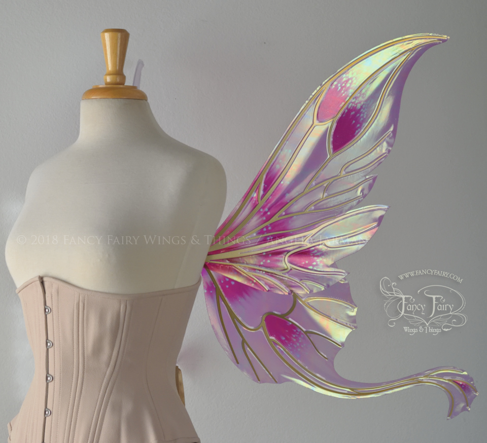 Guinevere Iridescent Fairy Wings in Pink Queen Alexandra Poppy