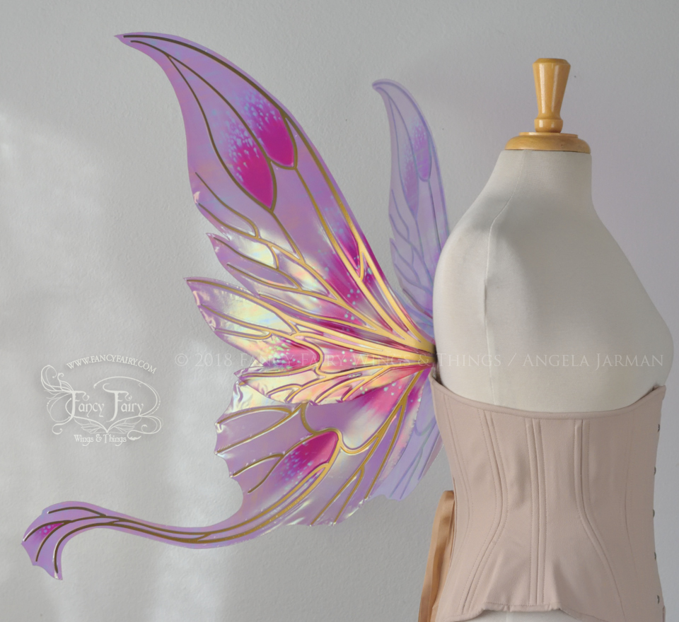 Guinevere Iridescent Fairy Wings in Pink Queen Alexandra Poppy