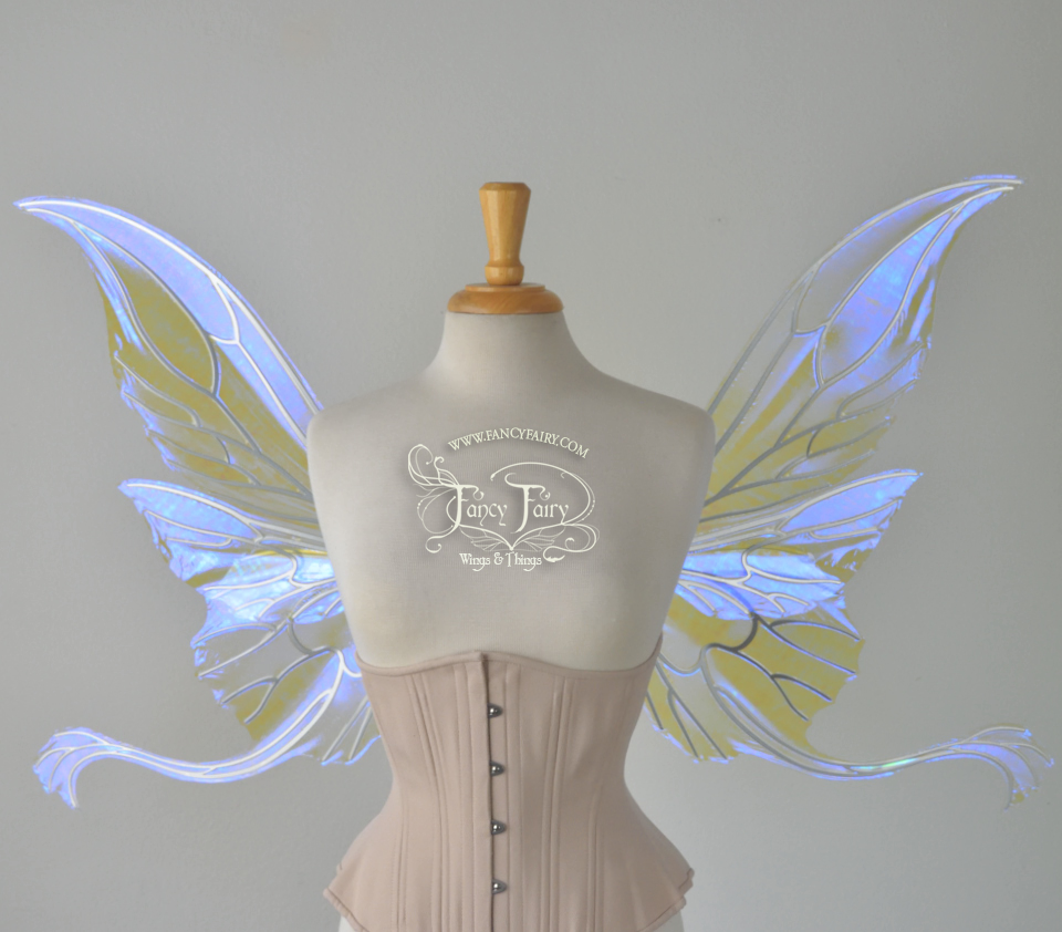 Guinevere Iridescent Fairy Wings in Ultraviolet with Chrome Silver veins