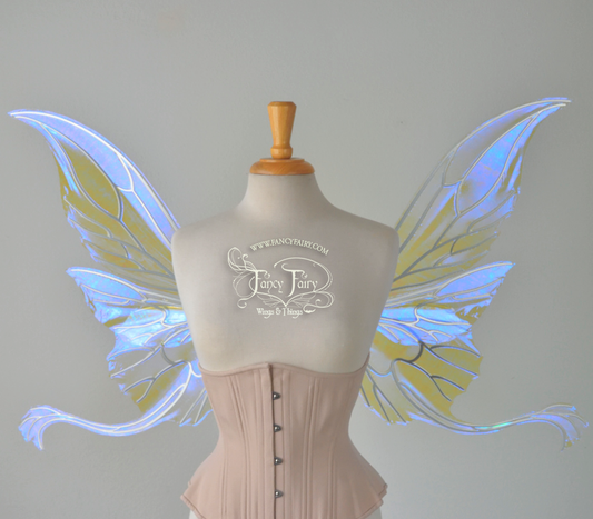 Guinevere Iridescent Fairy Wings in Ultraviolet with Chrome Silver veins