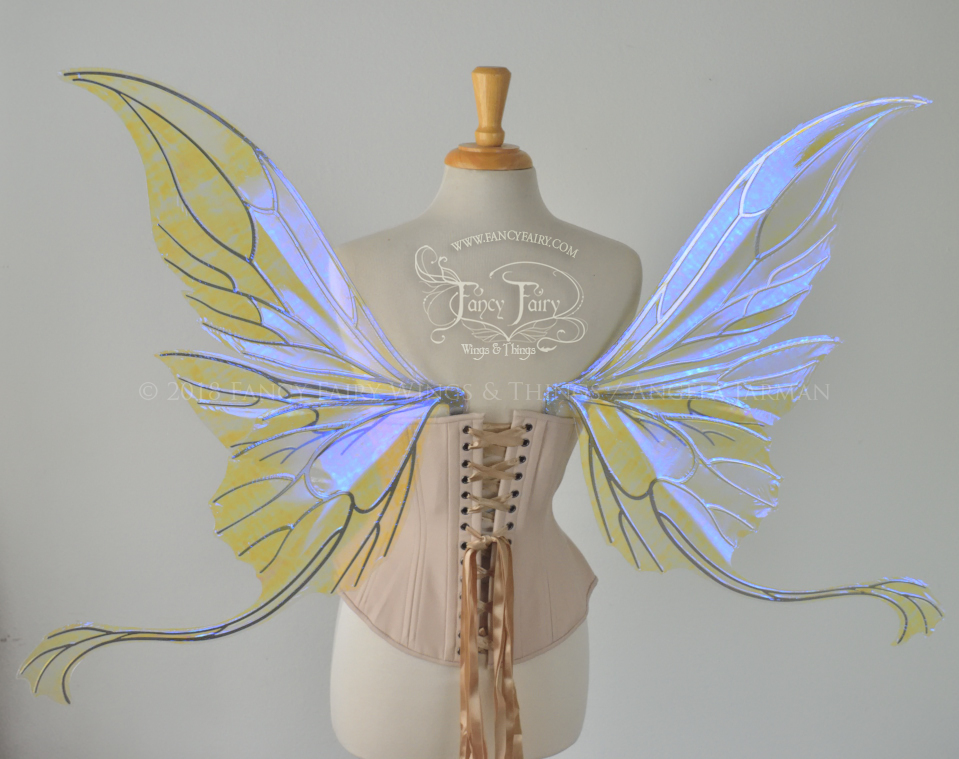 Guinevere Iridescent Fairy Wings in Ultraviolet with Chrome Silver veins