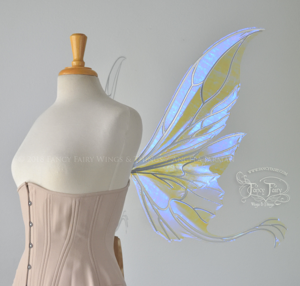 Guinevere Iridescent Fairy Wings in Ultraviolet with Chrome Silver veins