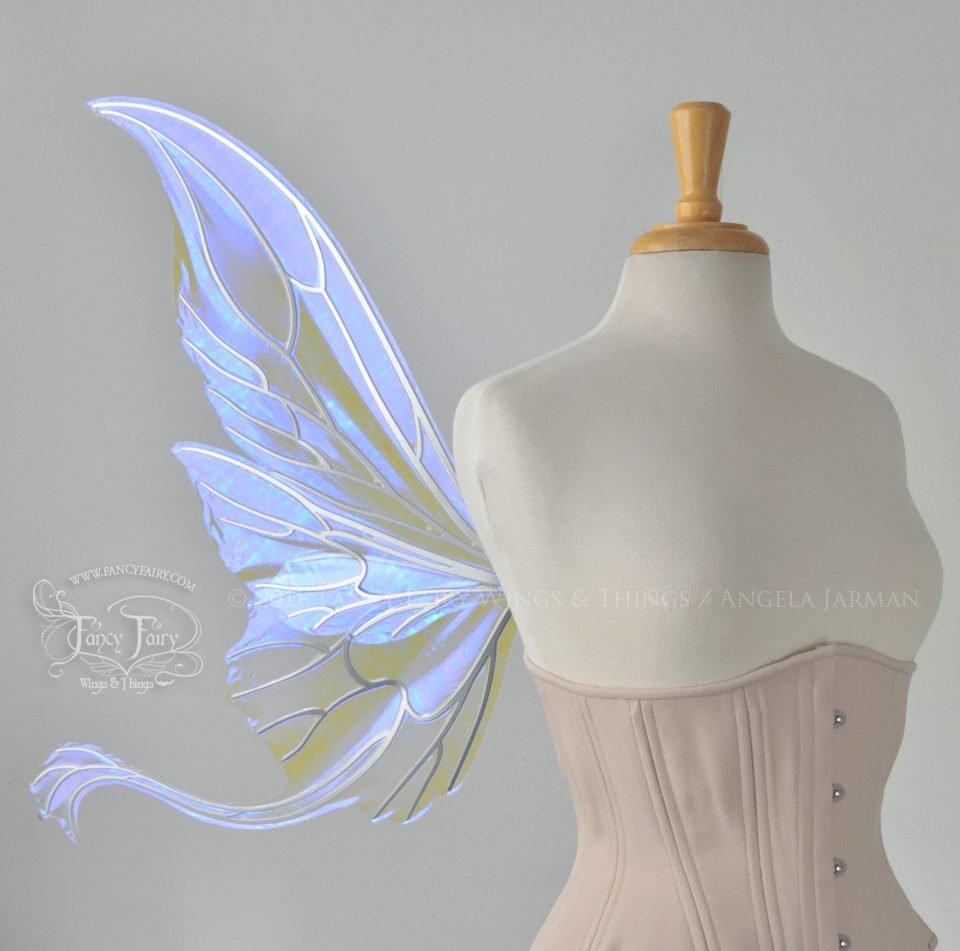 Guinevere Iridescent Fairy Wings in Ultraviolet with Chrome Silver veins