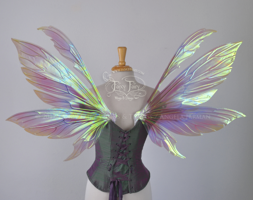 Aynia "Hawaiian Torch Hibiscus" Flower Painted Iridescent Fairy Wings