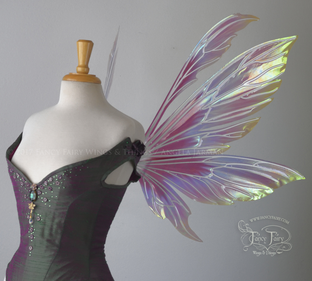 Aynia "Hawaiian Torch Hibiscus" Flower Painted Iridescent Fairy Wings