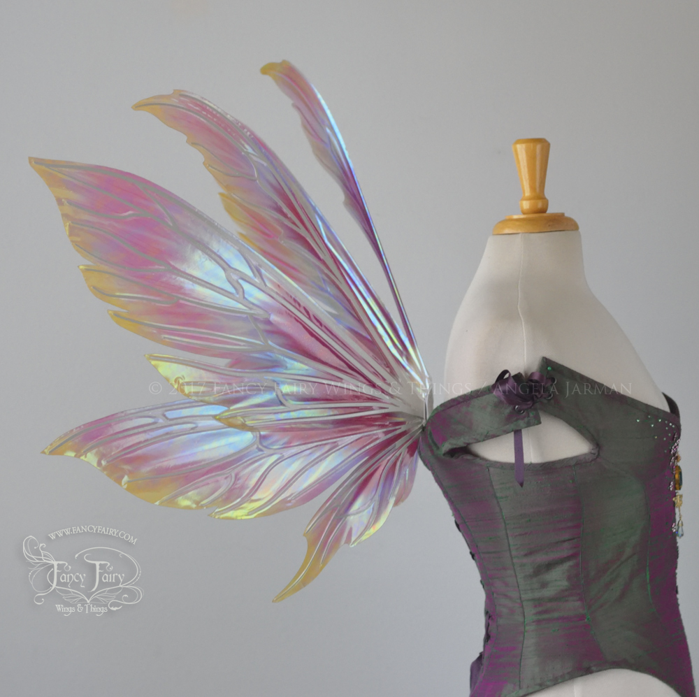 Aynia "Hawaiian Torch Hibiscus" Flower Painted Iridescent Fairy Wings