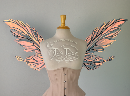 Ivy Iridescent Convertible Fairy Wings Made-To-Order with Black Veins