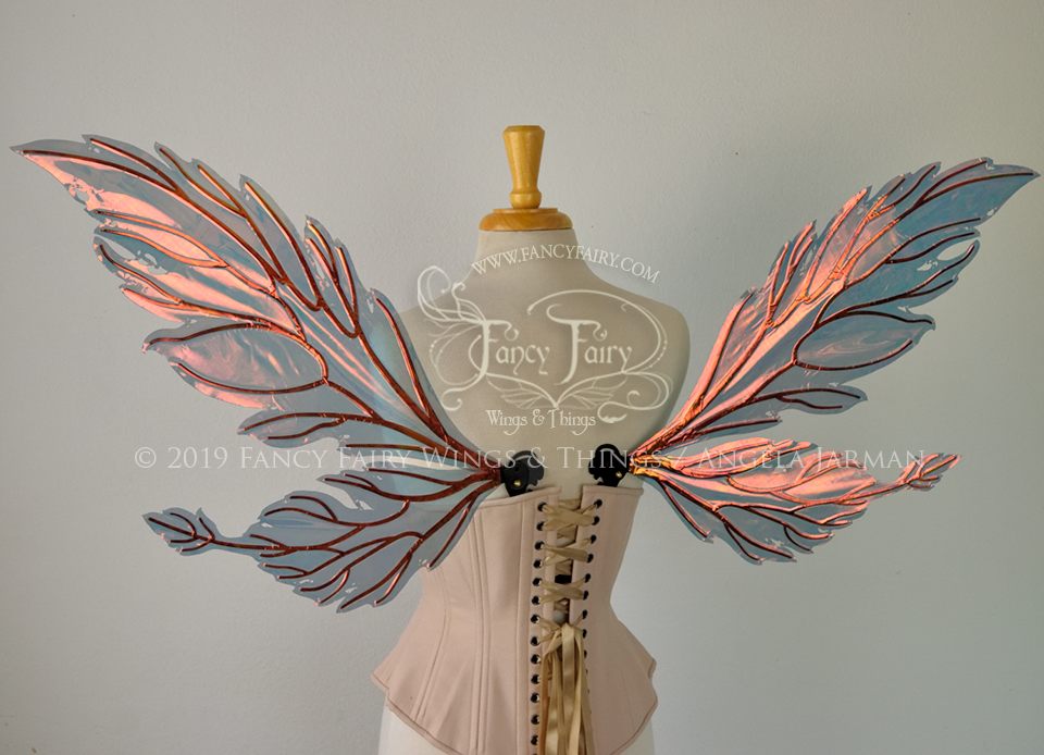 Ivy Iridescent Convertible Fairy Wings Made-To-Order with Black Veins