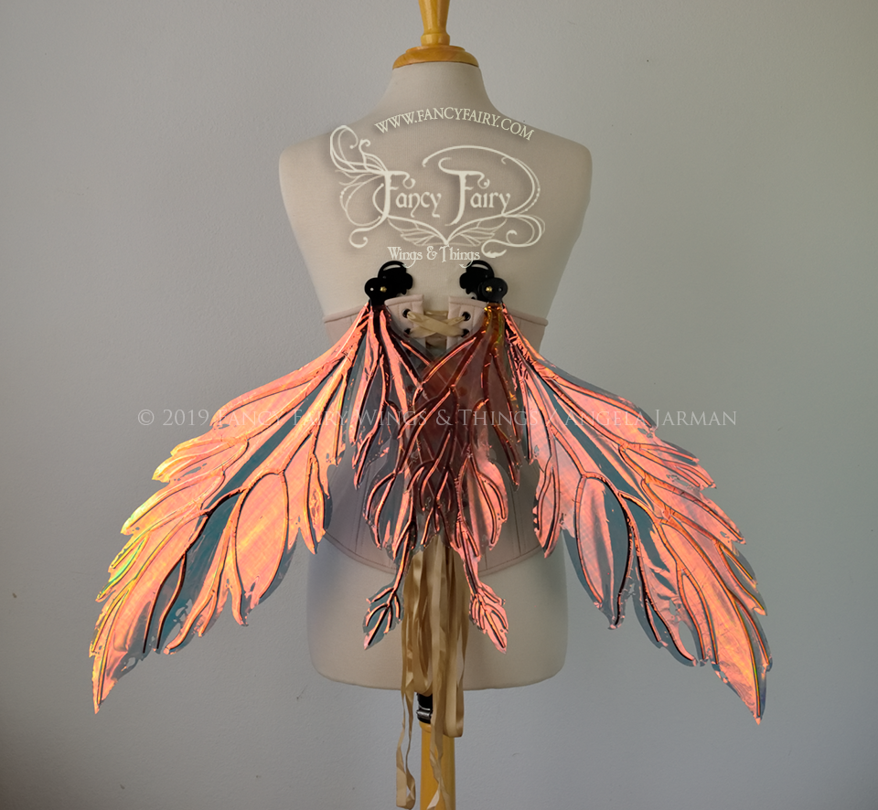 Ivy Iridescent Convertible Fairy Wings Made-To-Order with Black Veins