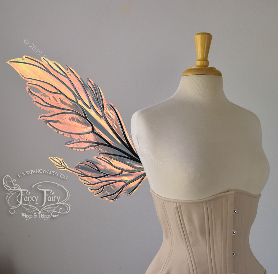 Ivy Iridescent Convertible Fairy Wings in Poison Apple with Black veins