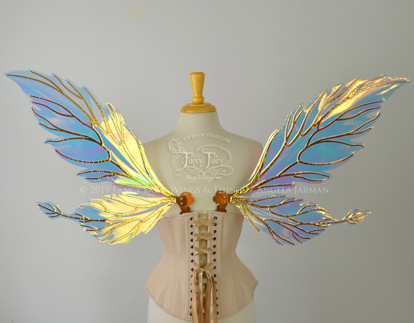 Ivy Iridescent Convertible Fairy Wings in Clear Diamond Fire with Copper veins