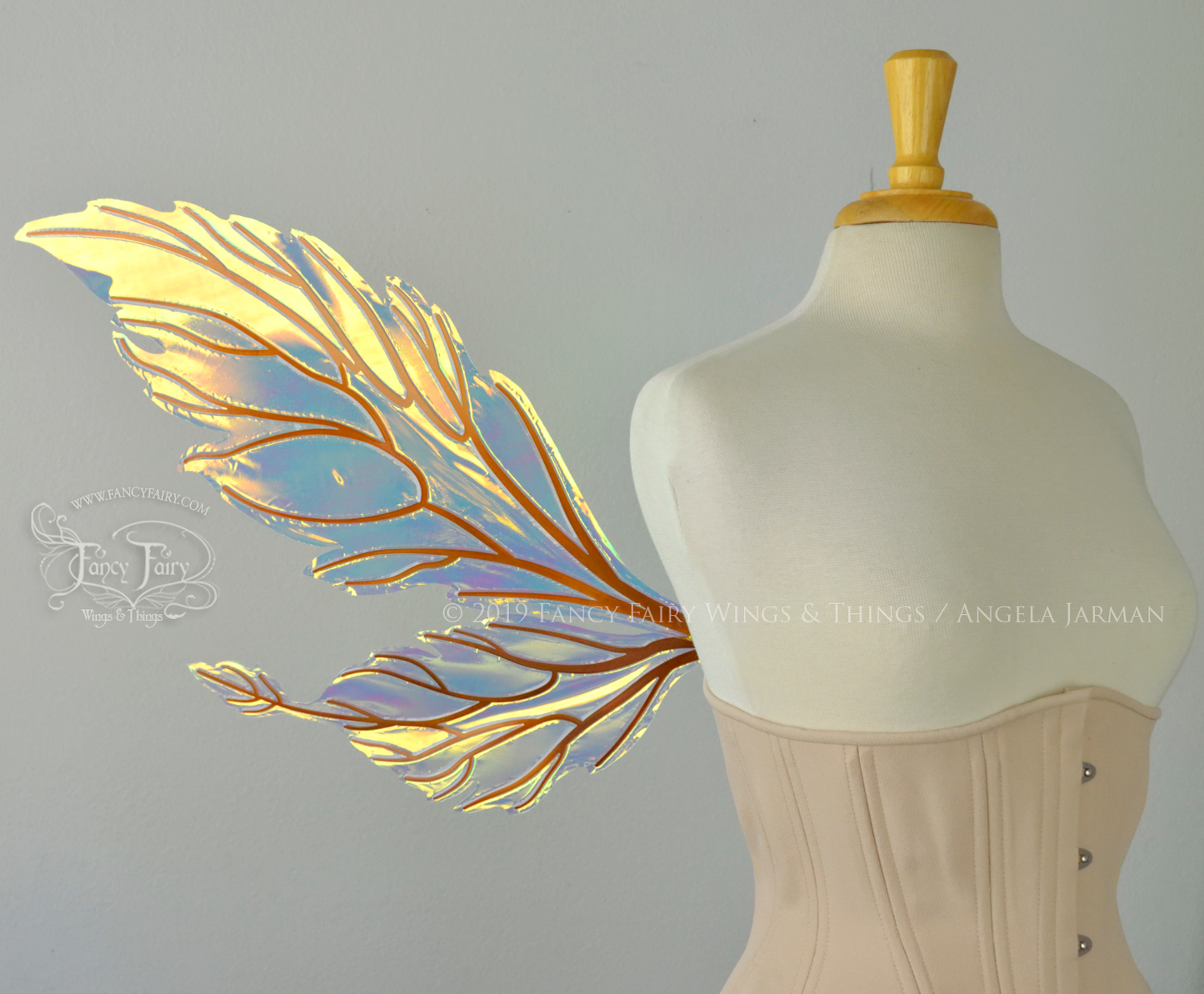 Ivy Iridescent Convertible Fairy Wings in Clear Diamond Fire with Copper veins
