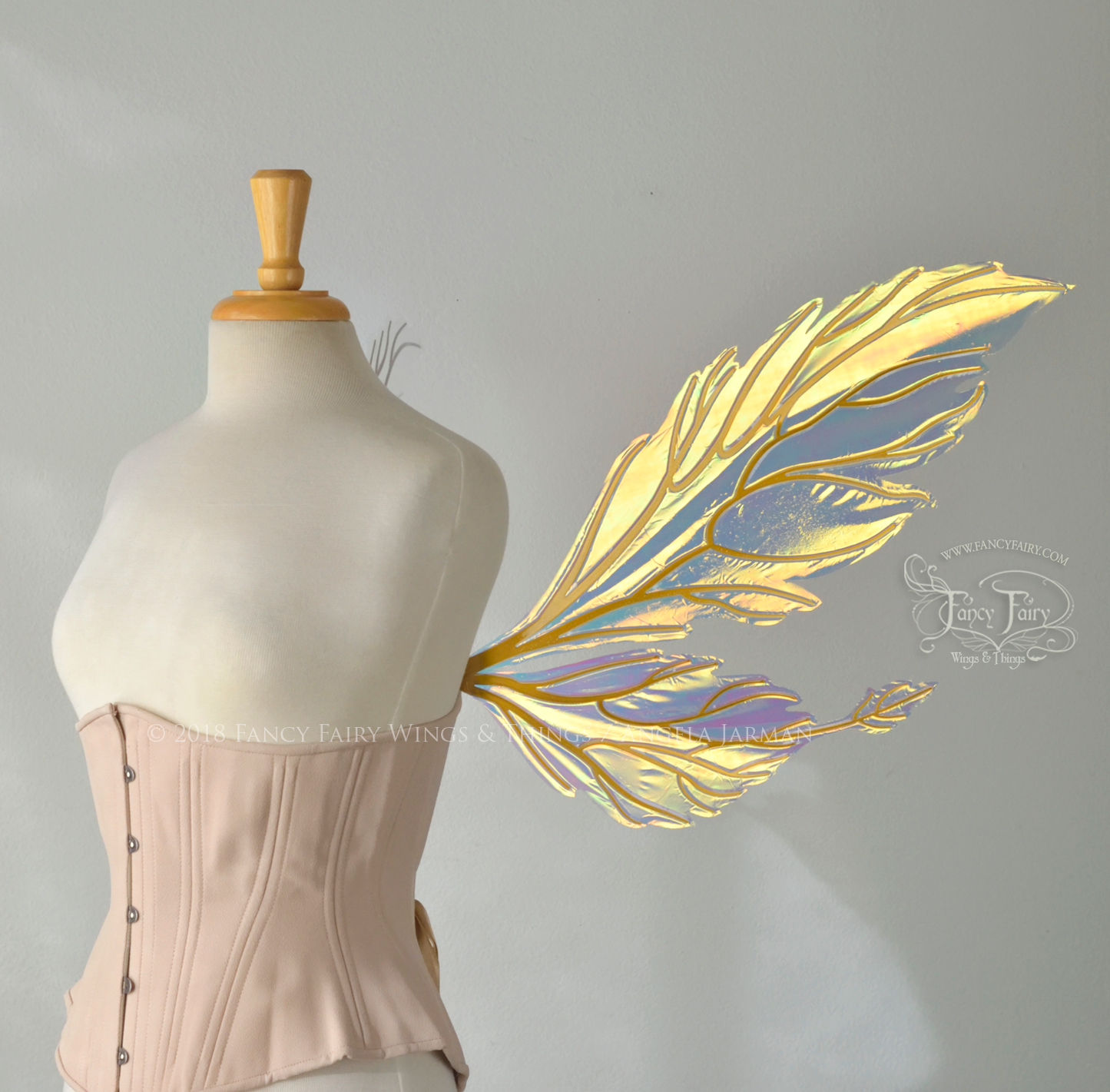 Ivy Iridescent Convertible Fairy Wings in Clear Diamond Fire with Gold veins