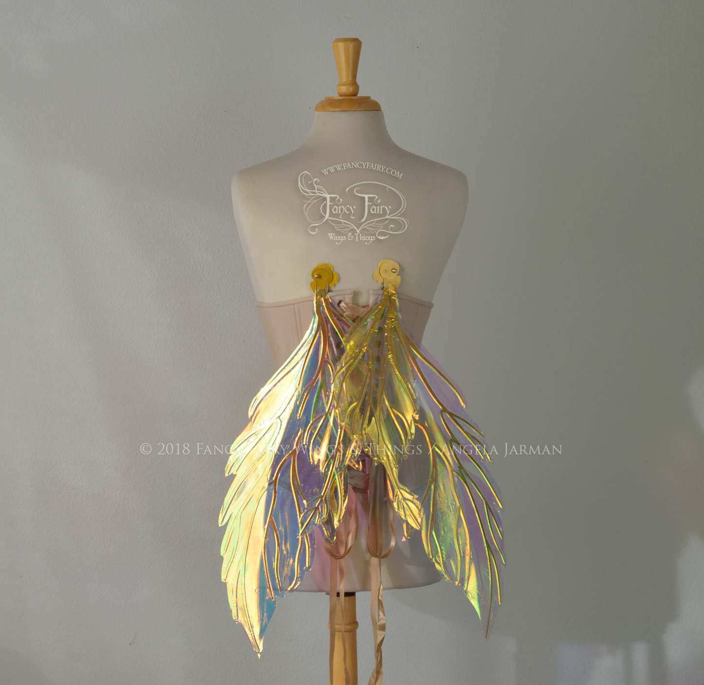 Ivy Iridescent Convertible Fairy Wings in Clear Diamond Fire with Gold veins