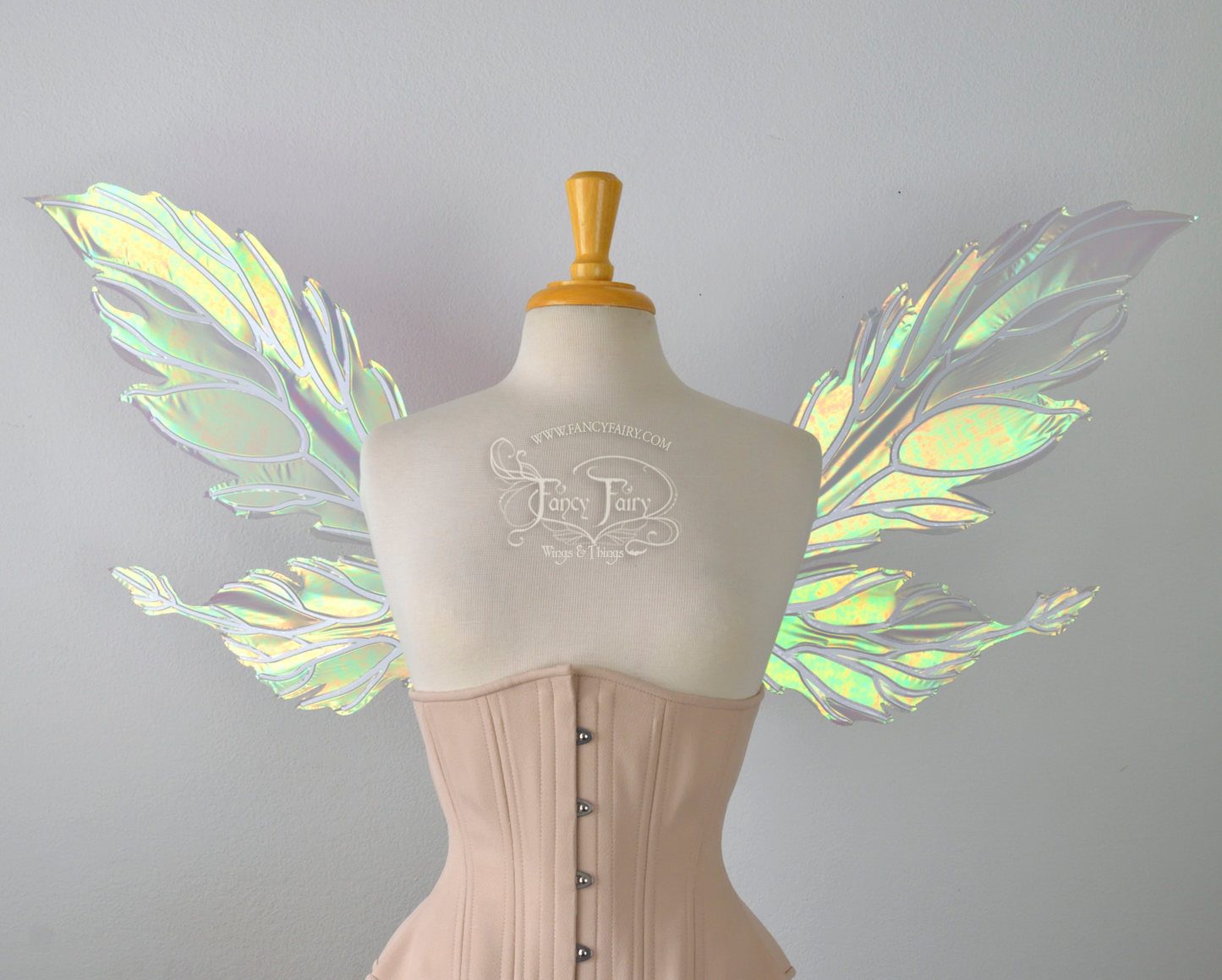 Ivy Iridescent Convertible Fairy Wings in Patina Green with Pearl veins