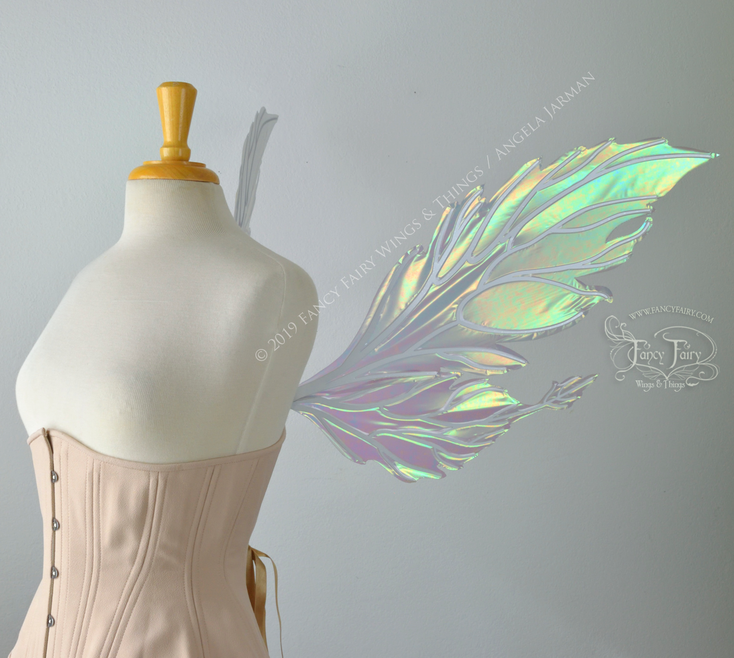 Ivy Iridescent Convertible Fairy Wings in Patina Green with Pearl veins