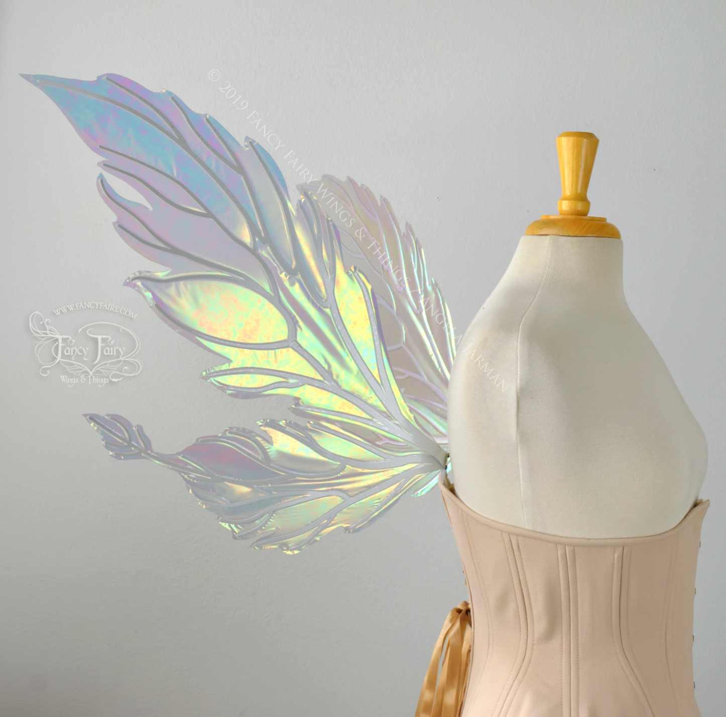 Ivy Iridescent Convertible Fairy Wings in Patina Green with Pearl veins