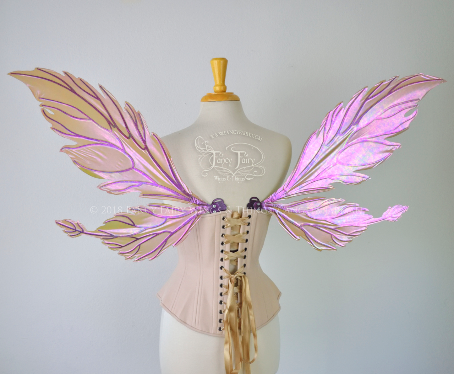 Ivy Iridescent Convertible Fairy Wings in Violet Sunset with Chameleon Cherry Violet Glitter Veins