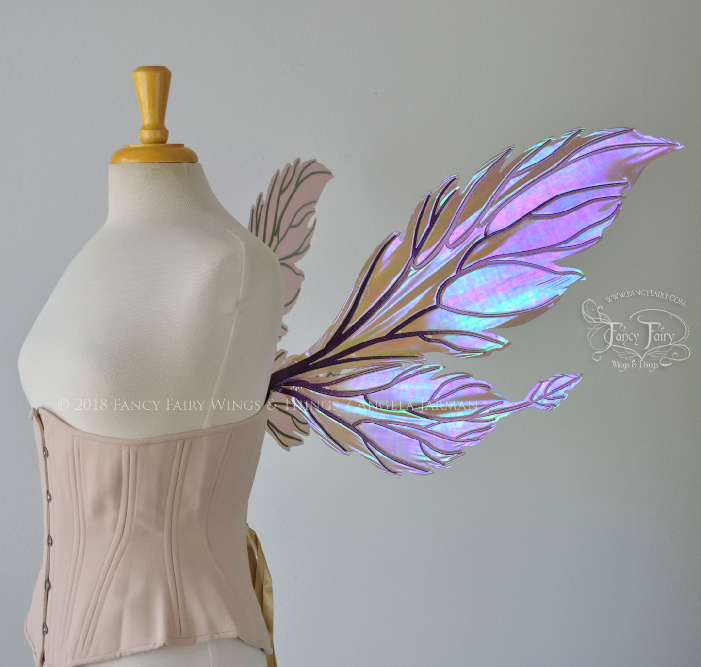 Ivy Iridescent Convertible Fairy Wings in Violet Sunset with Chameleon Cherry Violet Glitter Veins