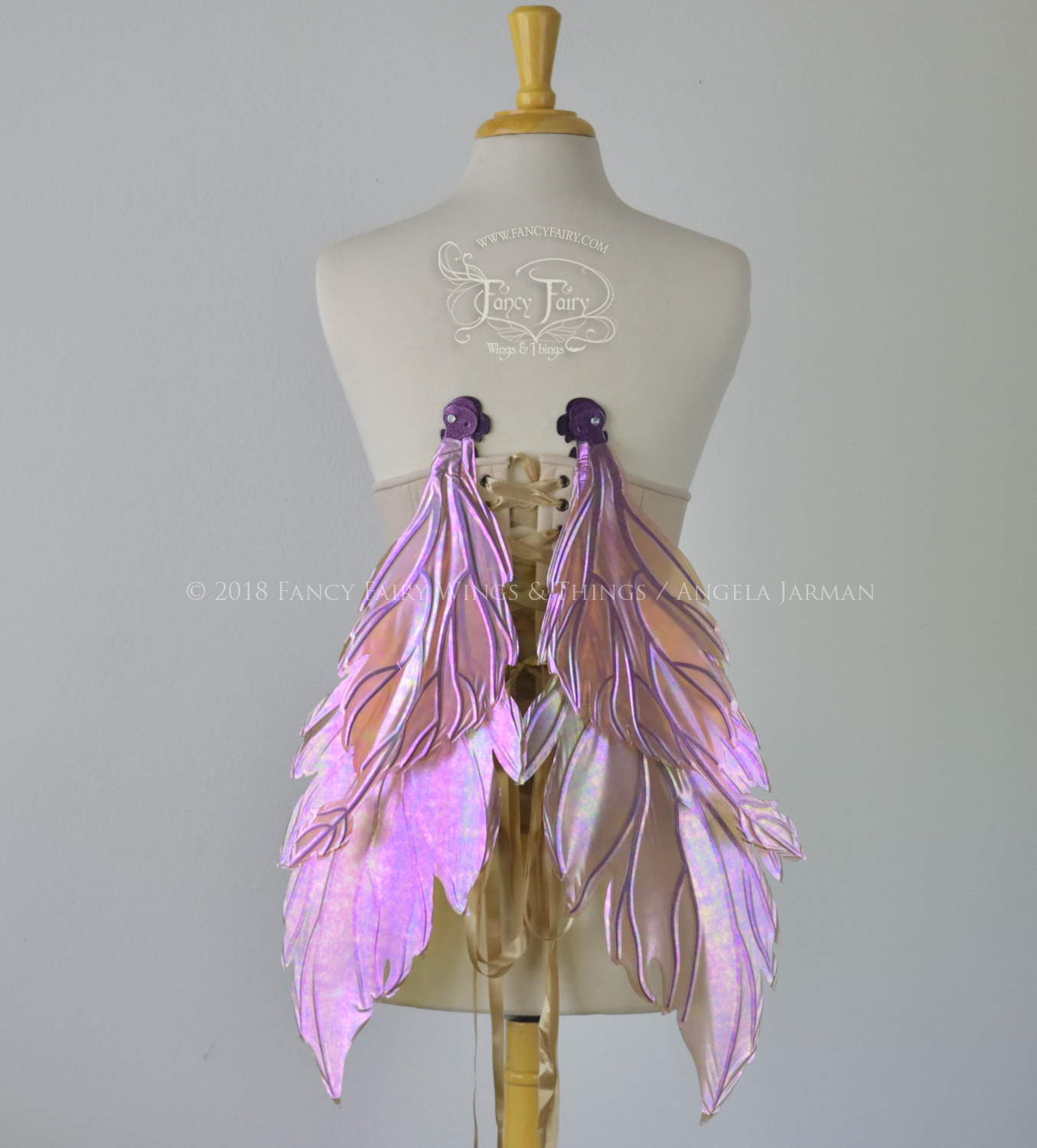 Ivy Iridescent Convertible Fairy Wings in Violet Sunset with Chameleon Cherry Violet Glitter Veins