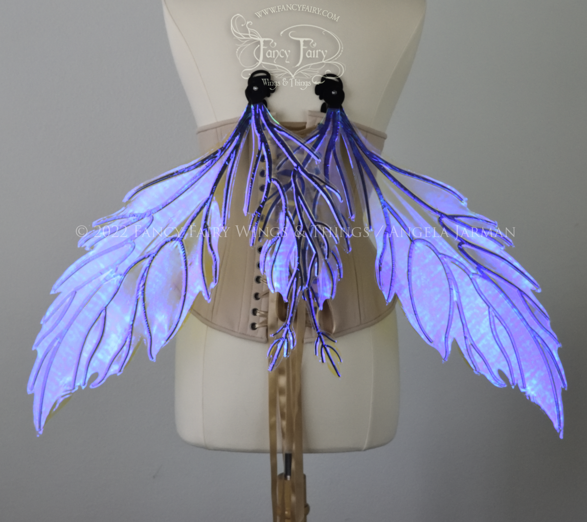 Ivy Iridescent Convertible Fairy Wings in Ultraviolet with Black veins