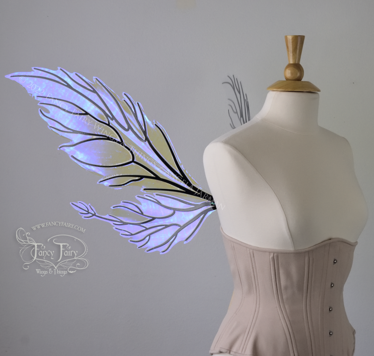 Ivy Iridescent Convertible Fairy Wings in Ultraviolet with Black veins