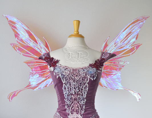 Morgana Iridescent Fairy Wings in Berry with Pearl Veins