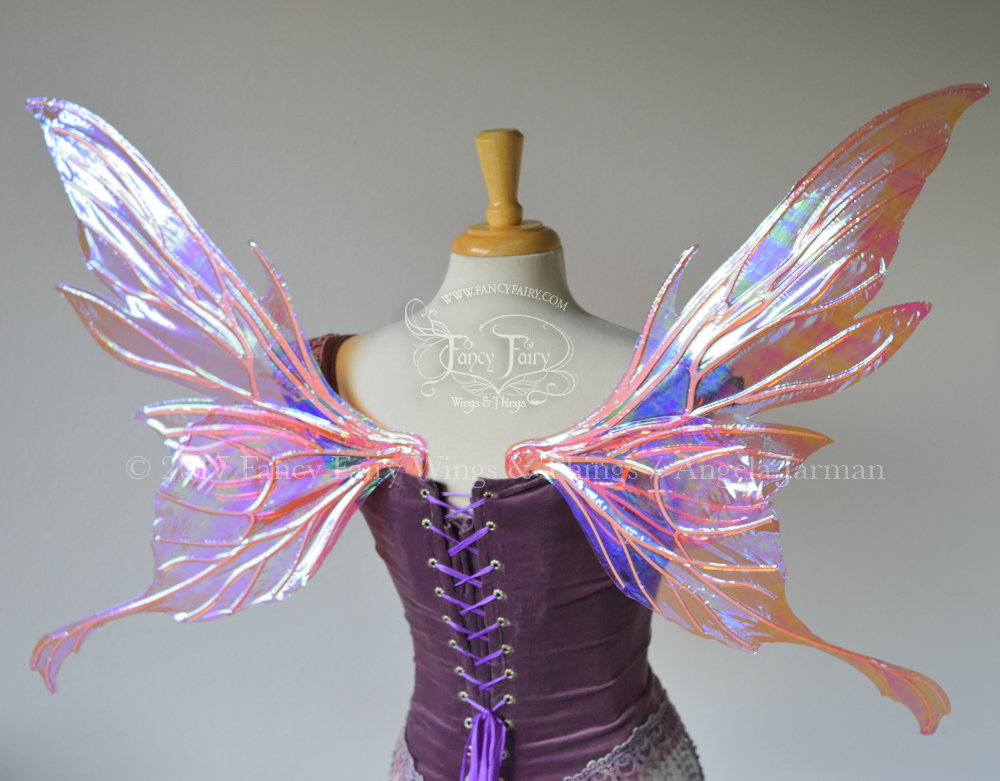 Morgana Iridescent Fairy Wings in Berry with Pearl Veins